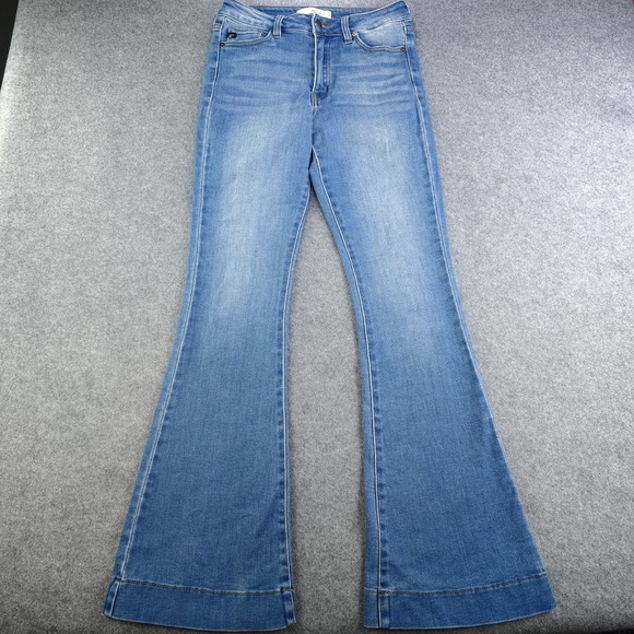 KanCan Denim - Kancan Jeans‎ 9/28 Flare Blue Denim Stretch High Rise Light Wash Released Hem